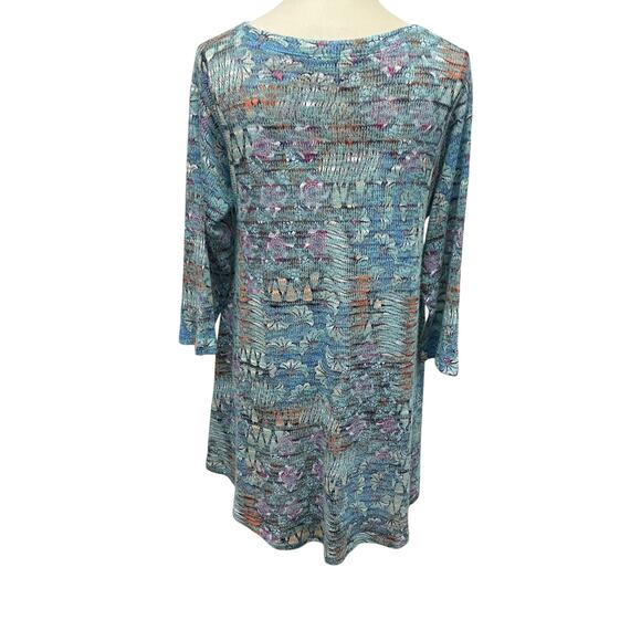 Artsy Boho Knit Top Nally & Millie Abstract Floral V-Neck 3/4 Sleeve‎ M - Picture 5 of 8